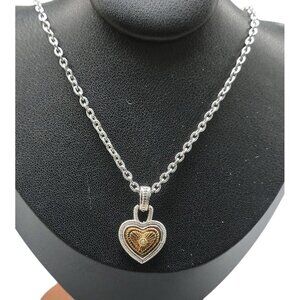 Camellia Necklace Etched Diamond Yellow Gold Rhodium-plated Silver Tone 18"